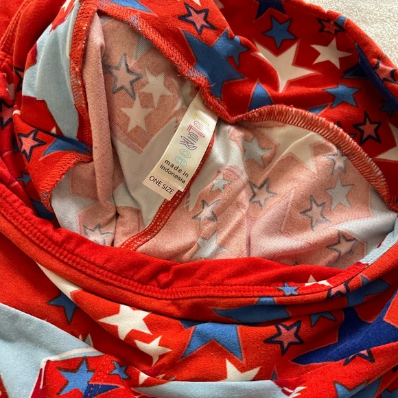 Lularoe OS Red, White and Blue Stars Leggings - Picture 2 of 2